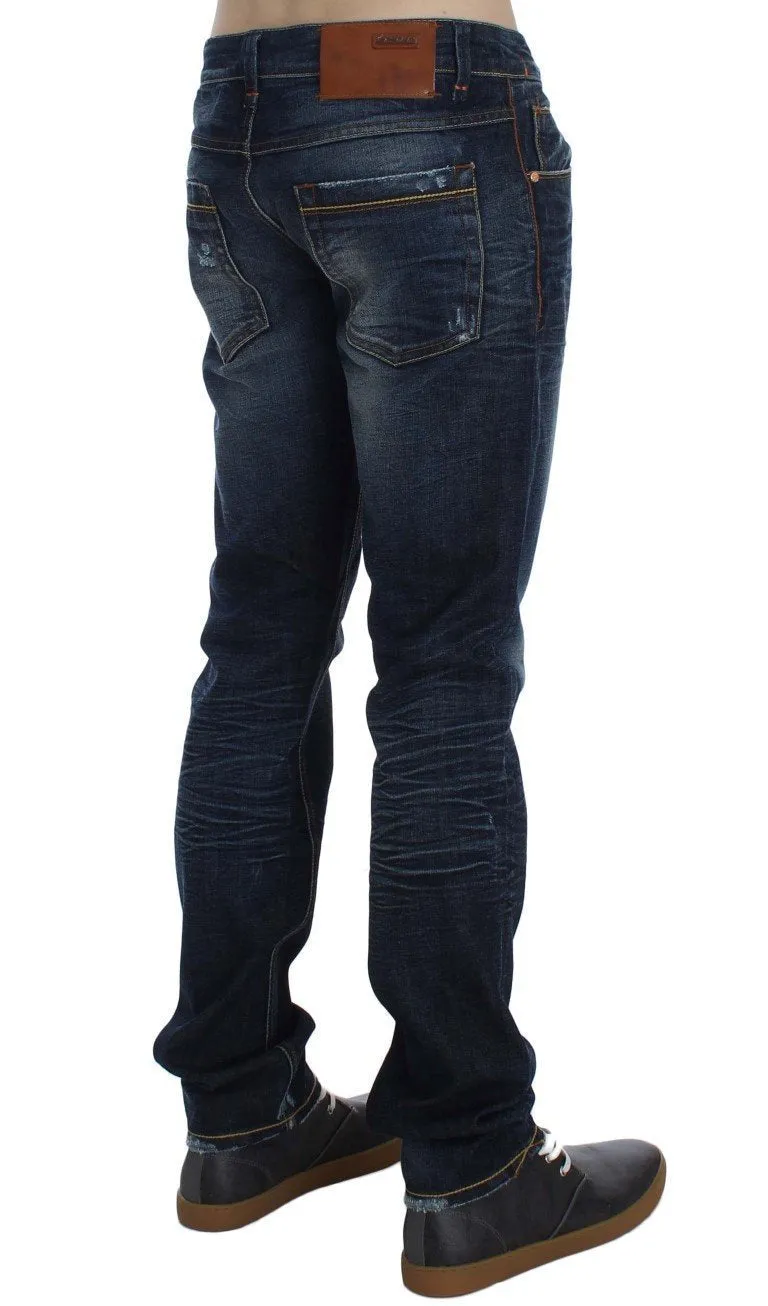 Blue Wash Cotton Denim Slim Fit Jeans