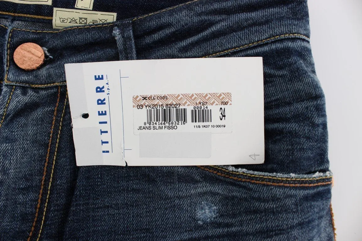 Blue Wash Cotton Denim Slim Fit Jeans