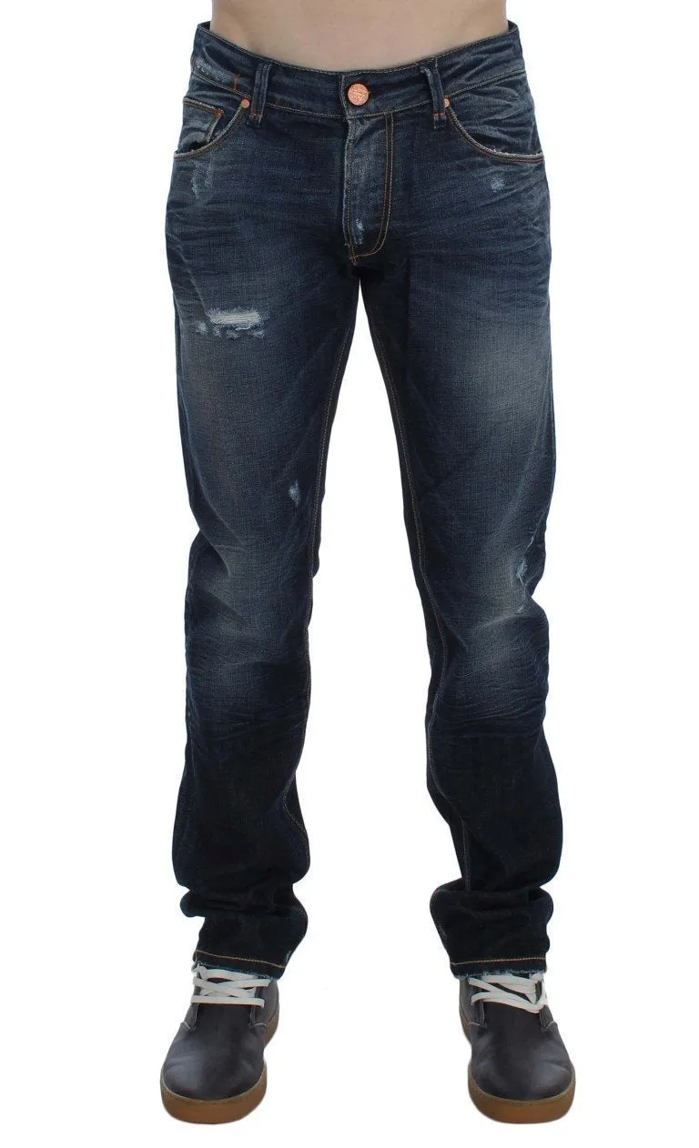 Blue Wash Cotton Denim Slim Fit Jeans