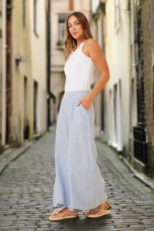 BM Linen Wide leg pant Denim