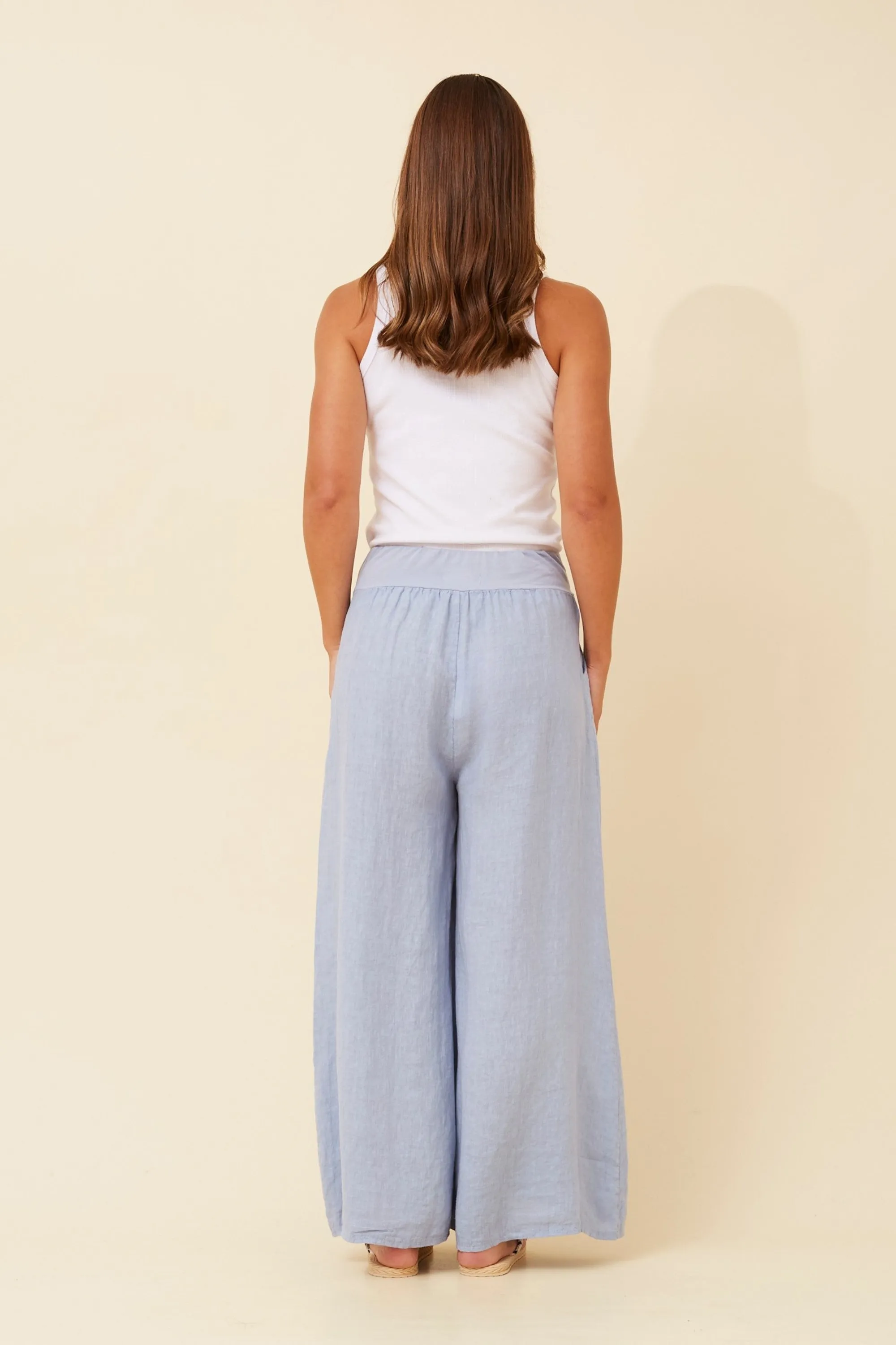 BM Linen Wide leg pant Denim