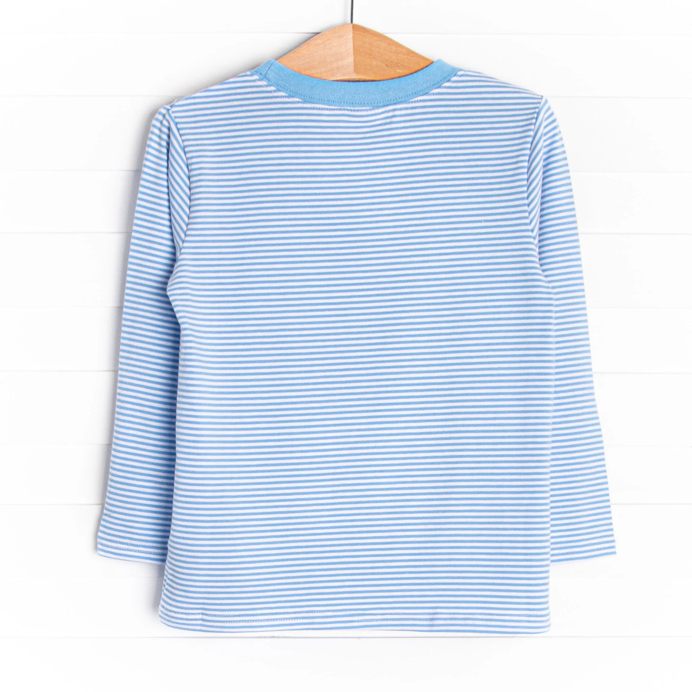 Bow Wow Applique Shirt, Blue Stripe