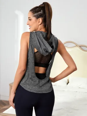 Breathable Backless Hooded Sports Tank