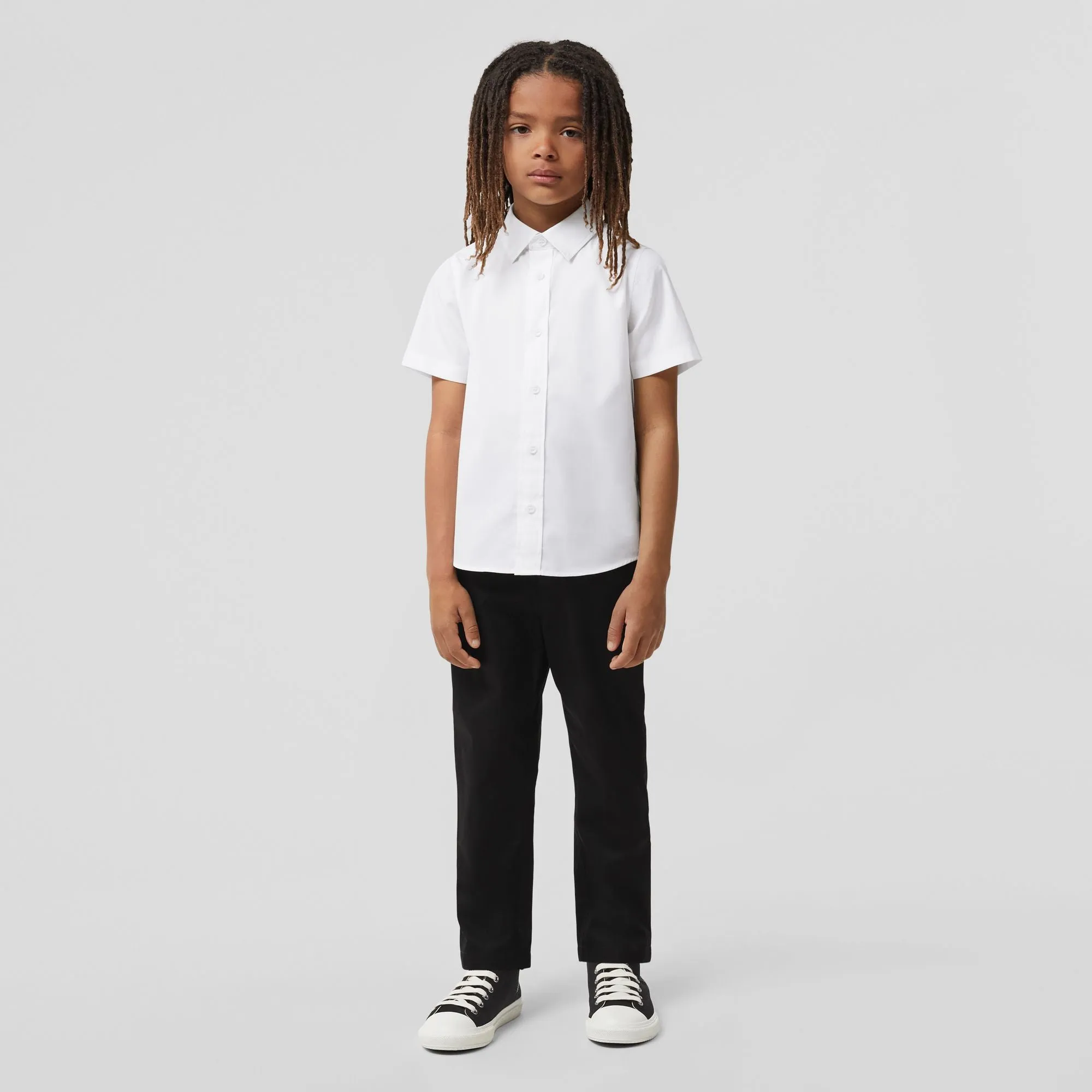 Burberry Short-sleeve Logo Print Stretch Cotton Shirt