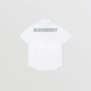 Burberry Short-sleeve Logo Print Stretch Cotton Shirt
