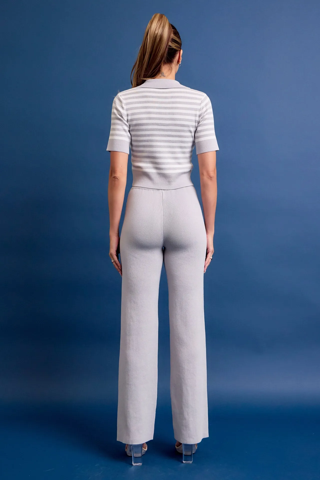 Calm Day Stripe Knit Top and Pants Set
