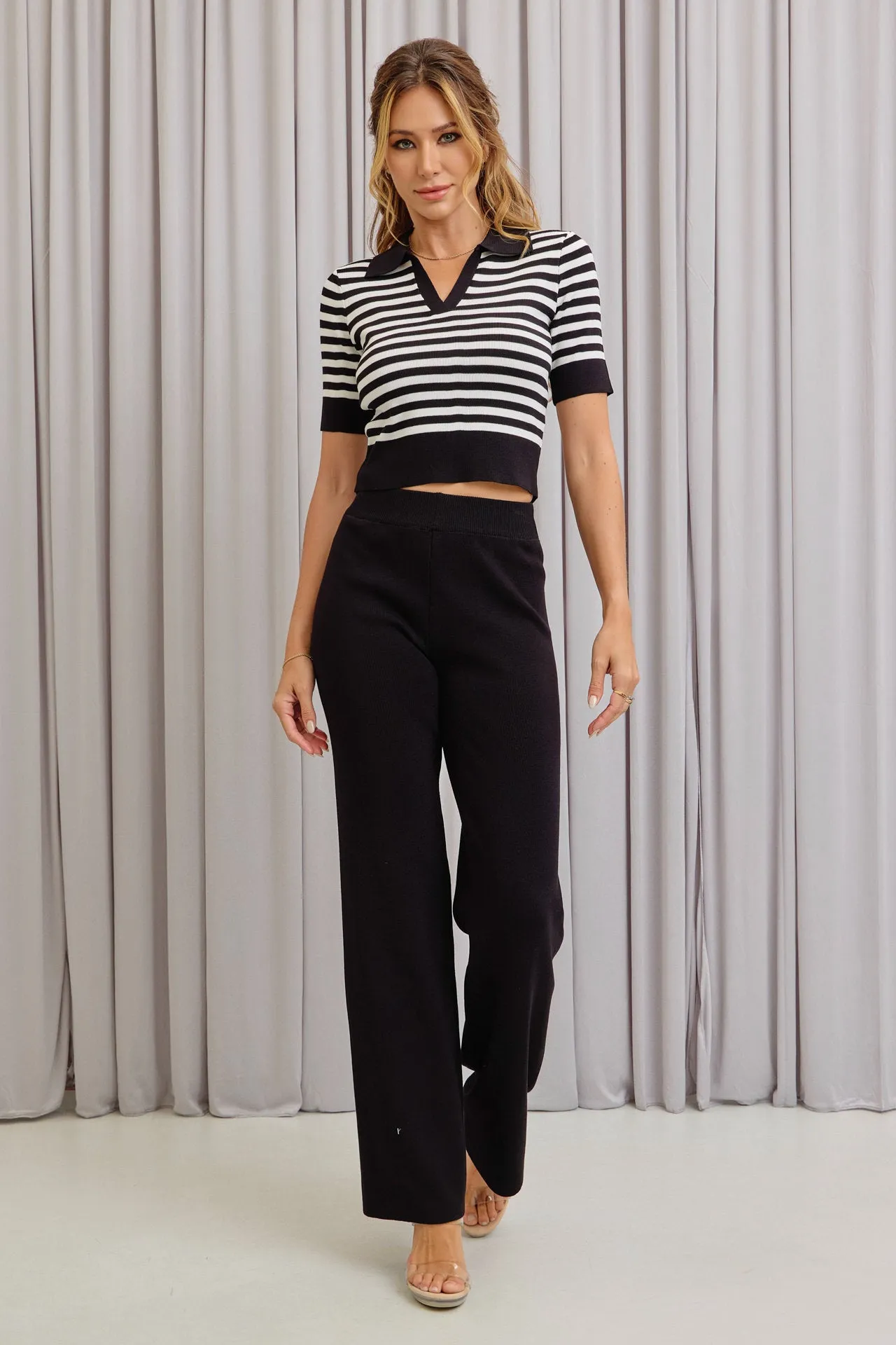 Calm Day Stripe Knit Top and Pants Set