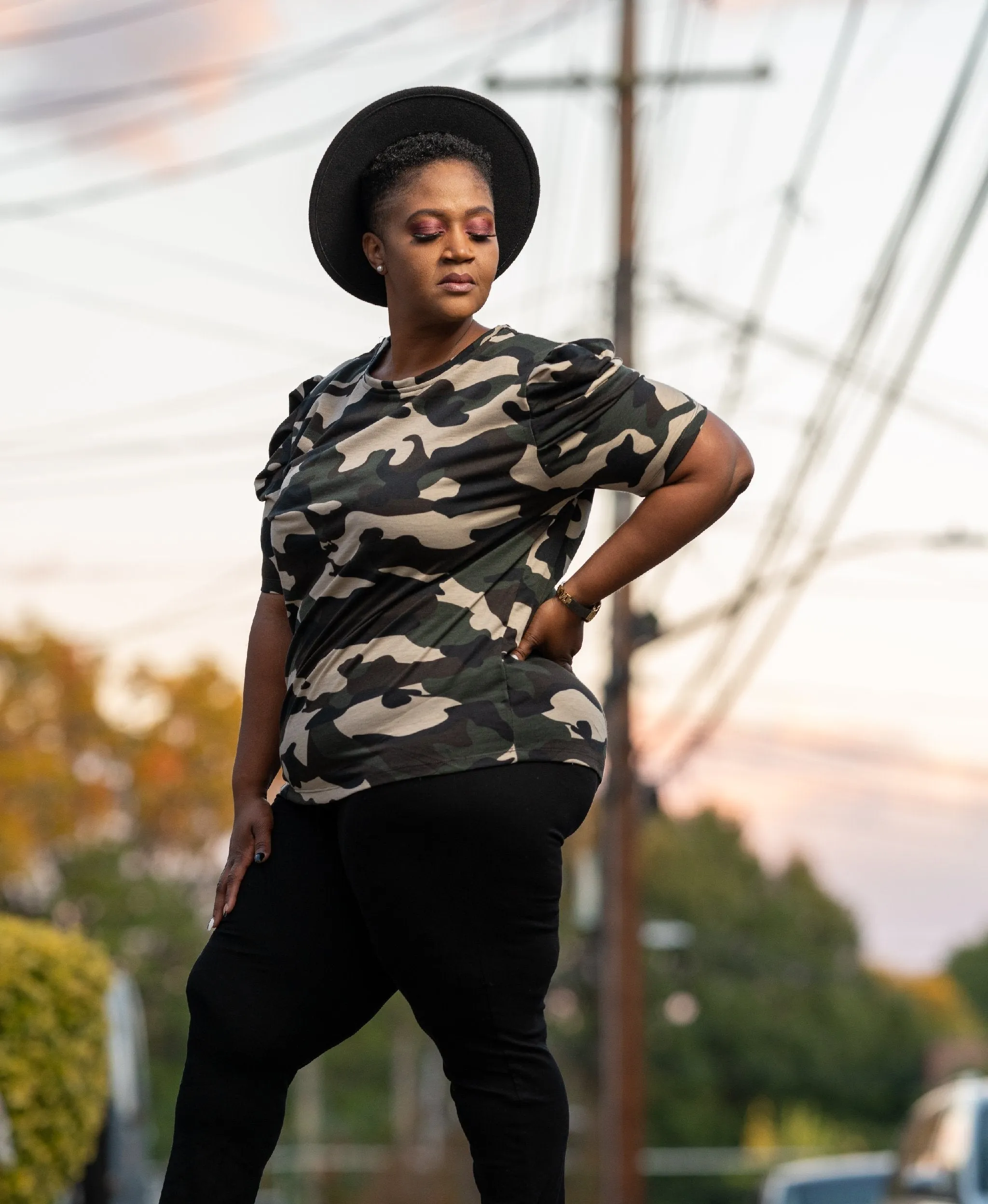 Camo Short Sleeve Top