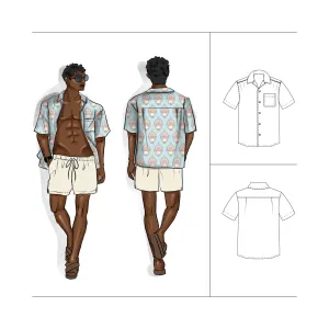 Camp Collar Shirt Kit - Damask Vase Blue