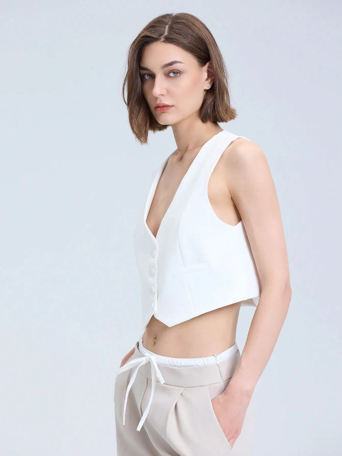 Chaleco sin mangas estilo occidental para mujer