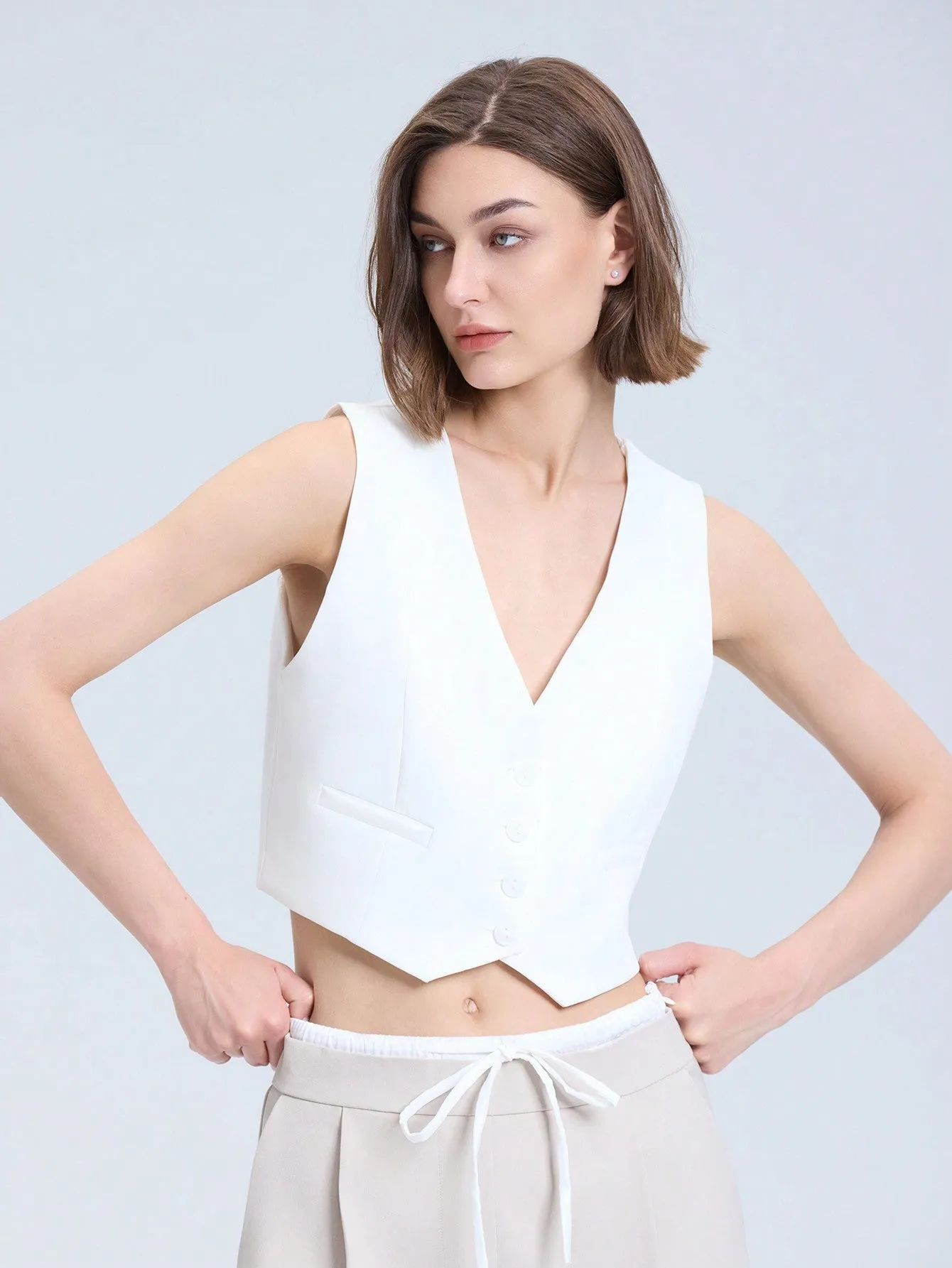 Chaleco sin mangas estilo occidental para mujer
