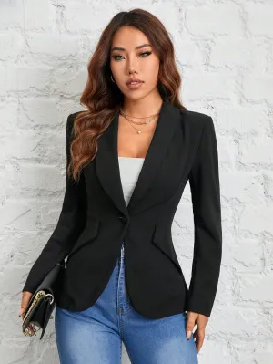 Chaqueta de traje negra con estampado de frutas