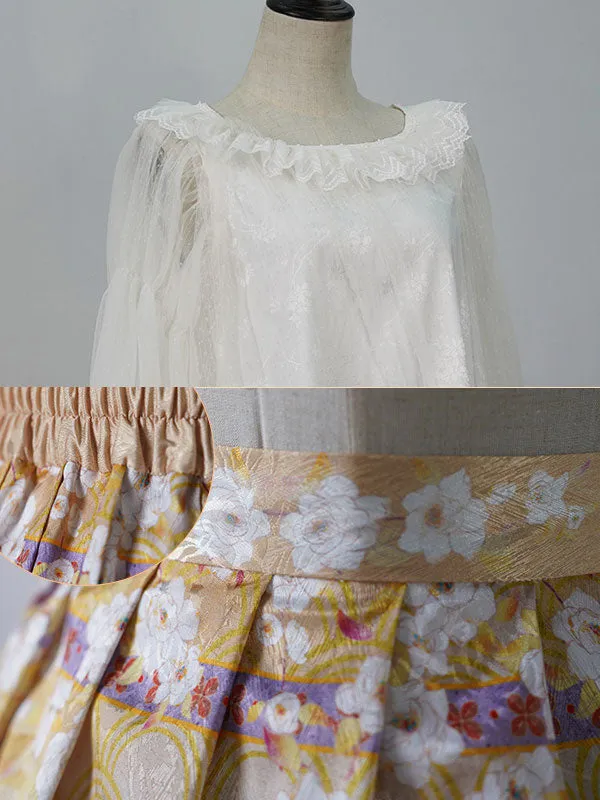 Chinese Style Lolita 5-Piece Set Light Sky Blue Skirt Choker Polyester Shirt Lolita Outfits