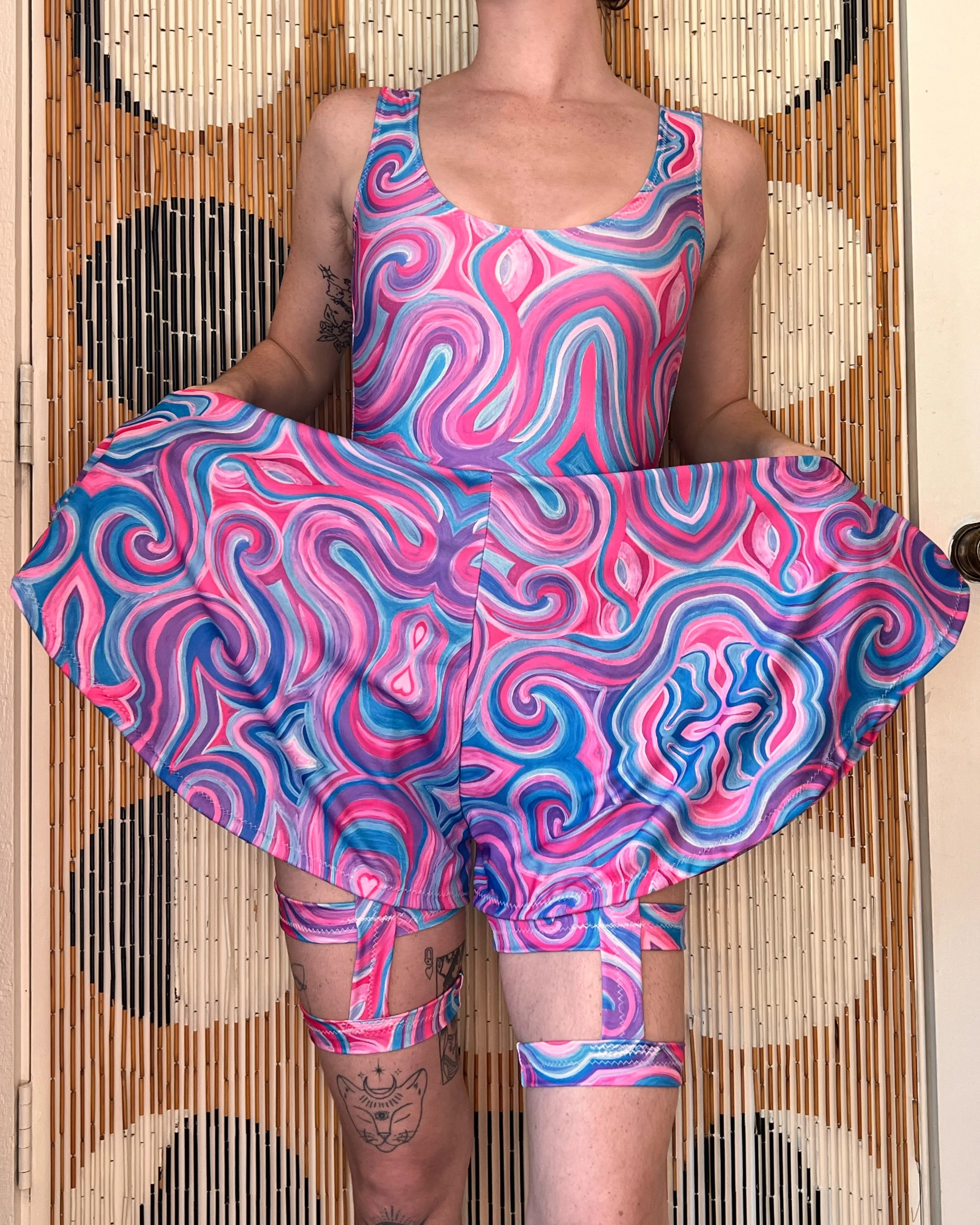 Choose A Design: Flare Shorts Romper/Garters Outfit [2 Piece Set, 2 Pockets] (Custom Handmade Order)