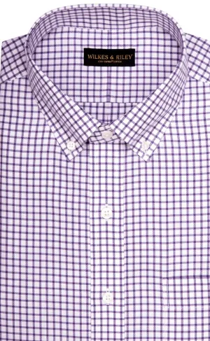 Classic Fit Purple Twill Check Button-Down Collar Supima® Cotton Non-Iron Sport Shirt (B/T)