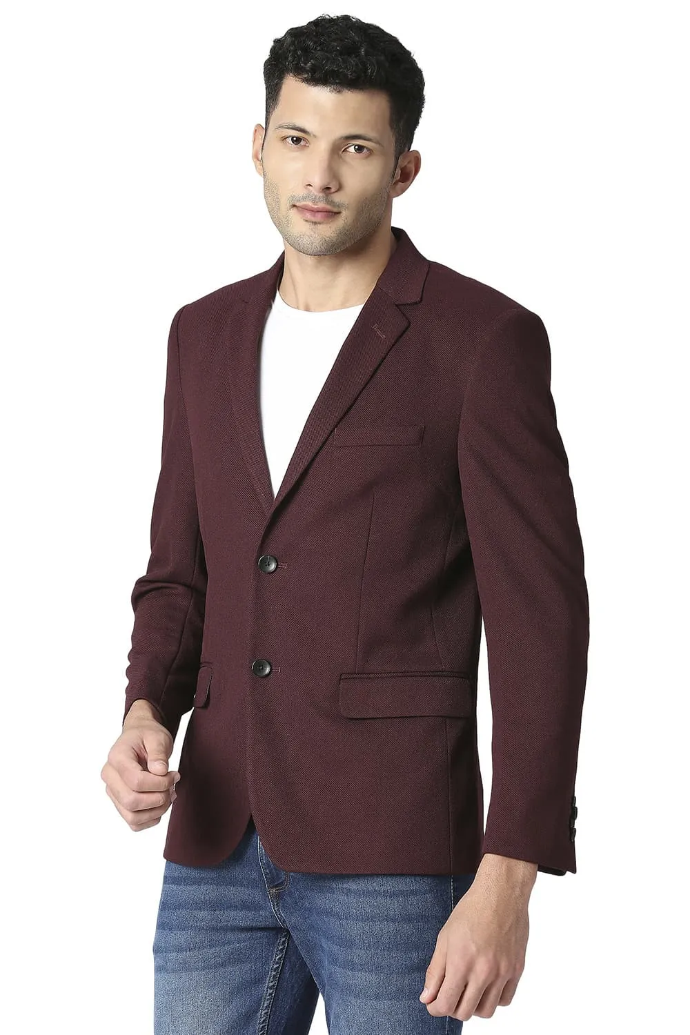Comfort Fit Self Structure Knit Blazers