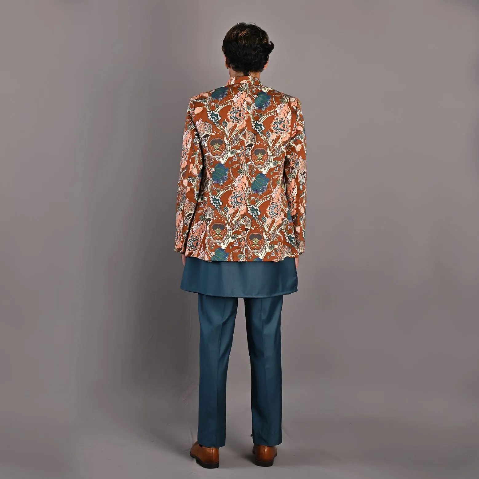 Cosmos Multi Printed Bandhgala Jacket  With Kurta Set
