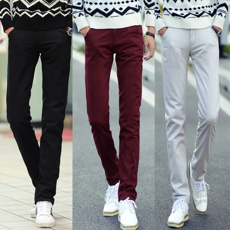 cotton pants men mens long pants solid color trousers men casual suit pants size 28 - 38 men's slim fit pantalones