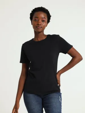 Crew Neck Stretch Tee - Black