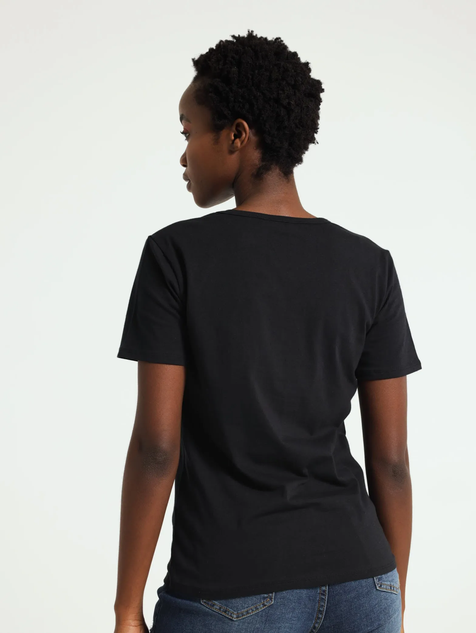 Crew Neck Stretch Tee - Black