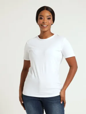 Crew Neck Stretch Tee - White