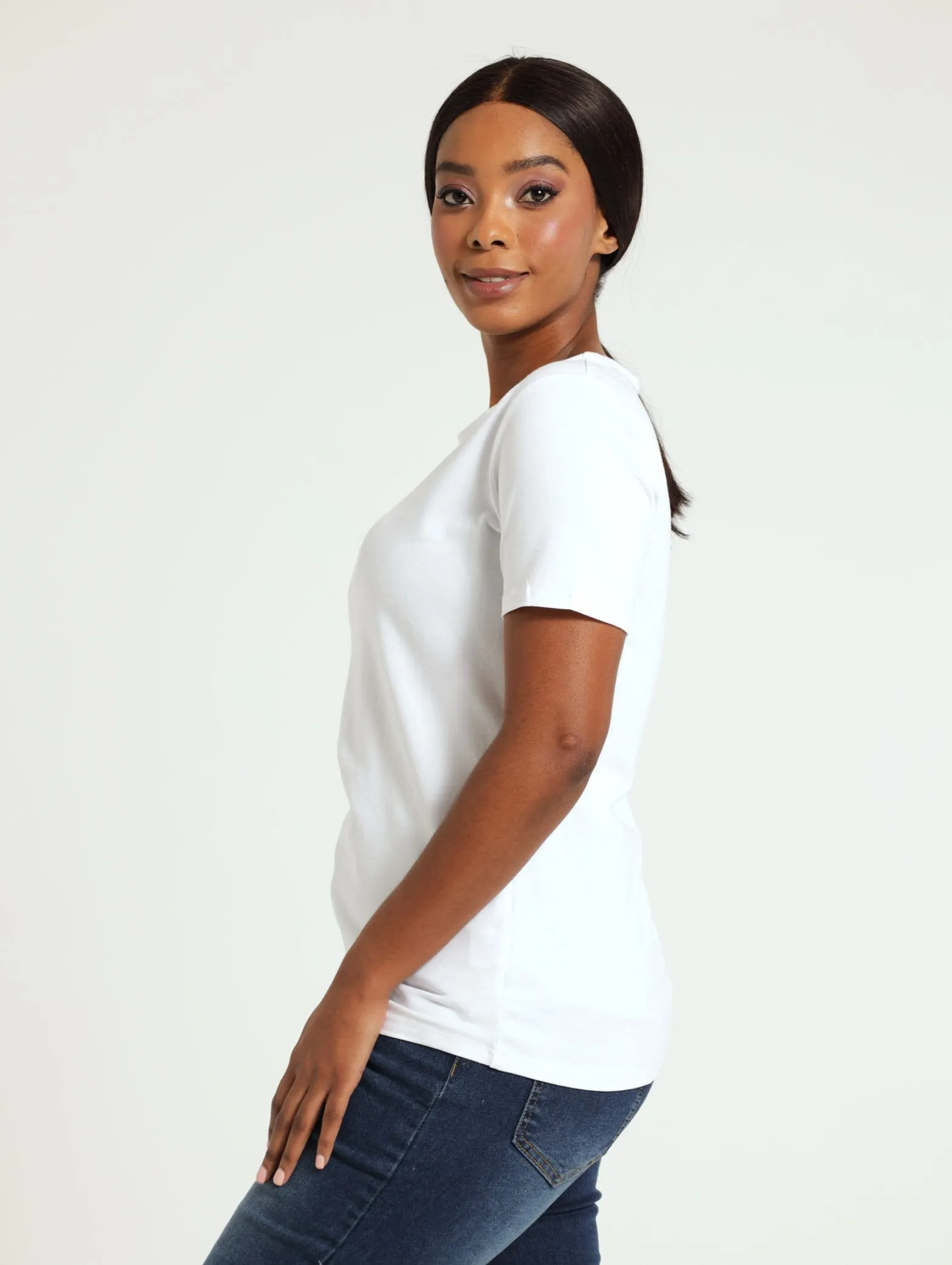 Crew Neck Stretch Tee - White