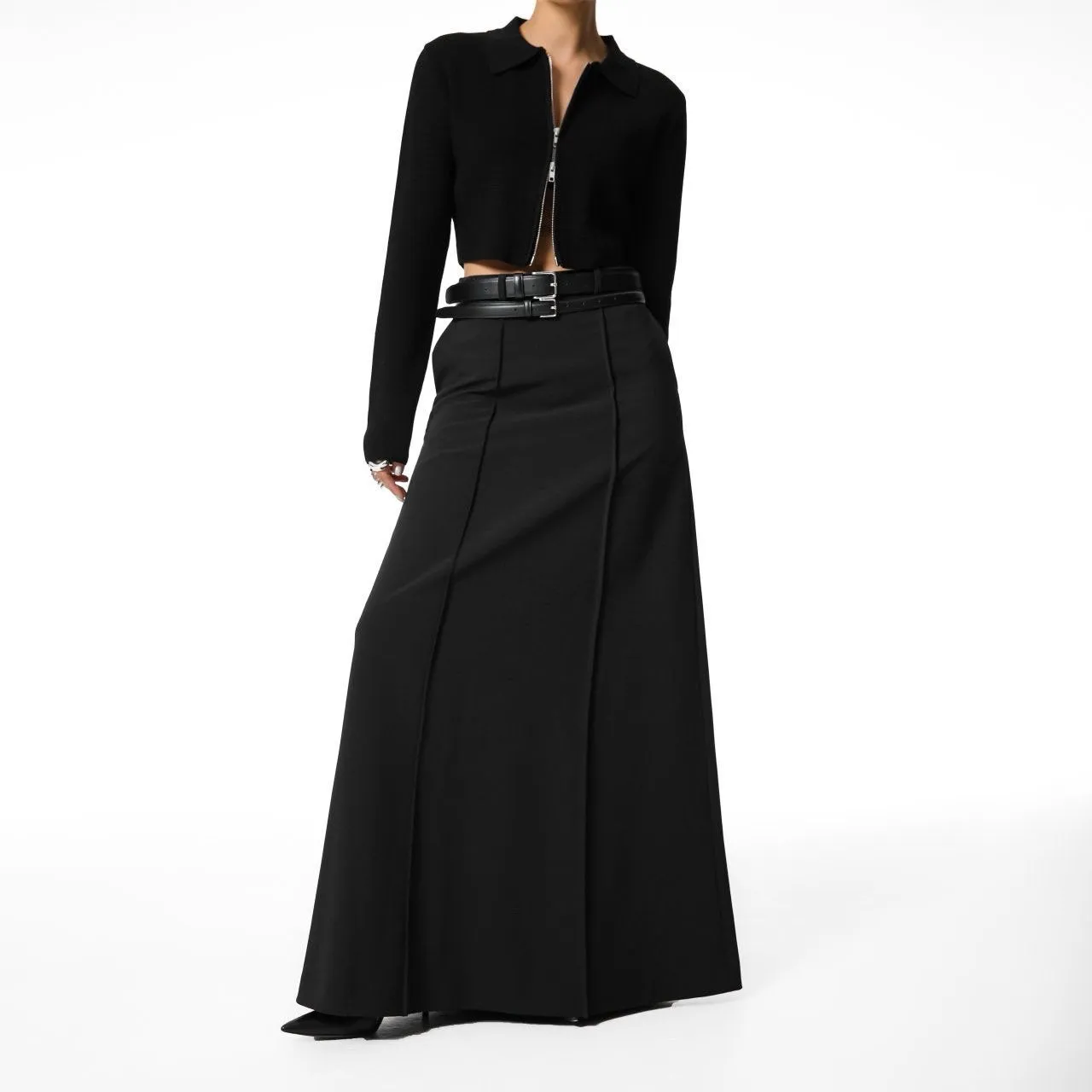 Cropped Knit Cardigan in Black