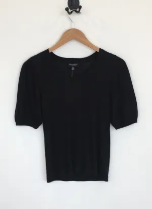 Current Air Black Scoop Neck Elbow Sleeve Top