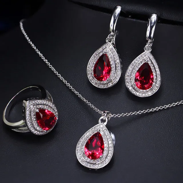 CWWZircons Attractive Champagne Yellow Water Drop Jewelry Set