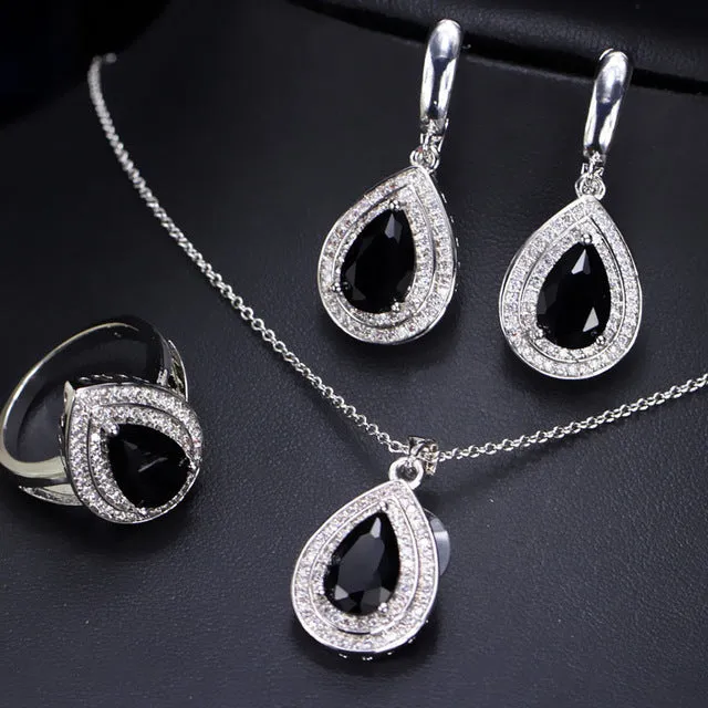 CWWZircons Attractive Champagne Yellow Water Drop Jewelry Set