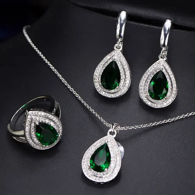 CWWZircons Attractive Champagne Yellow Water Drop Jewelry Set