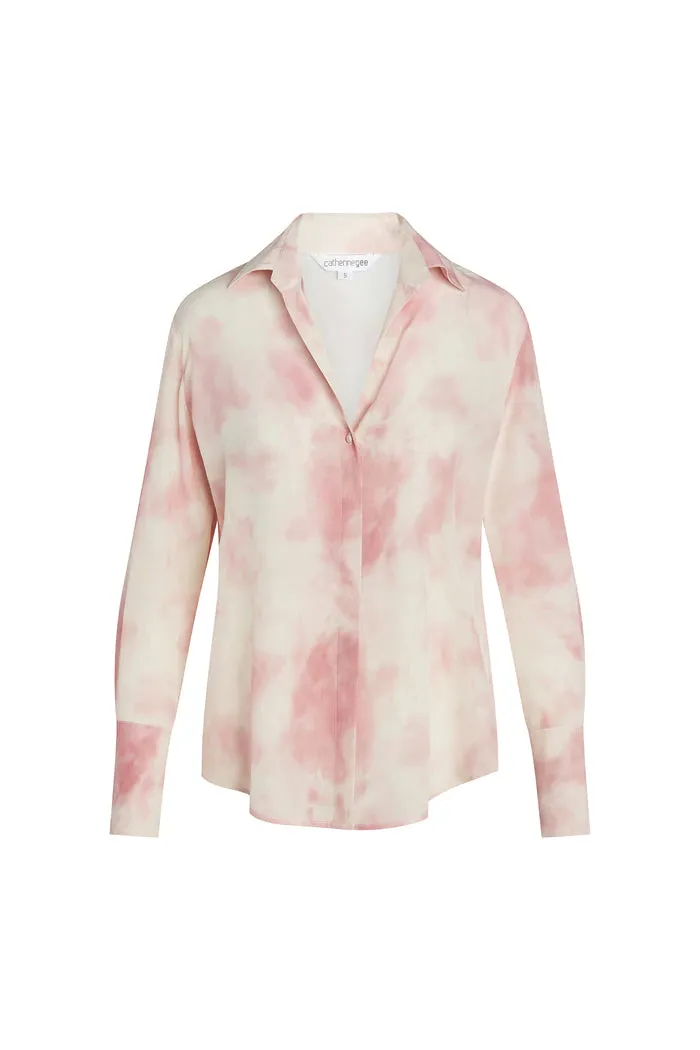 DARIA FRENCH CUFF BLOUSE IN PINK DYE