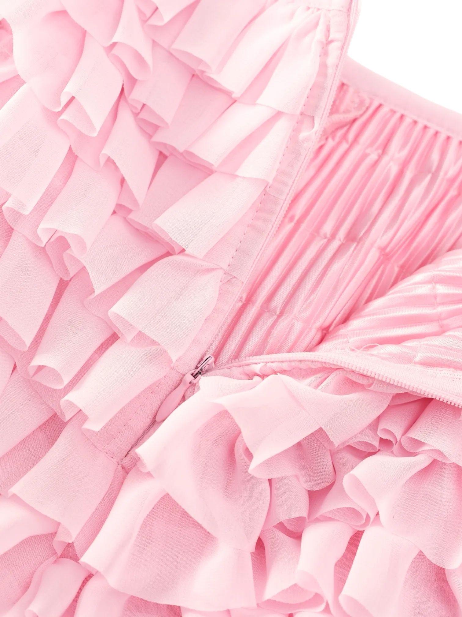 Delicate Pink Chiffon Ruffles Shorts