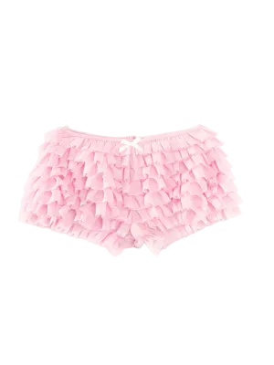 Delicate Pink Chiffon Ruffles Shorts