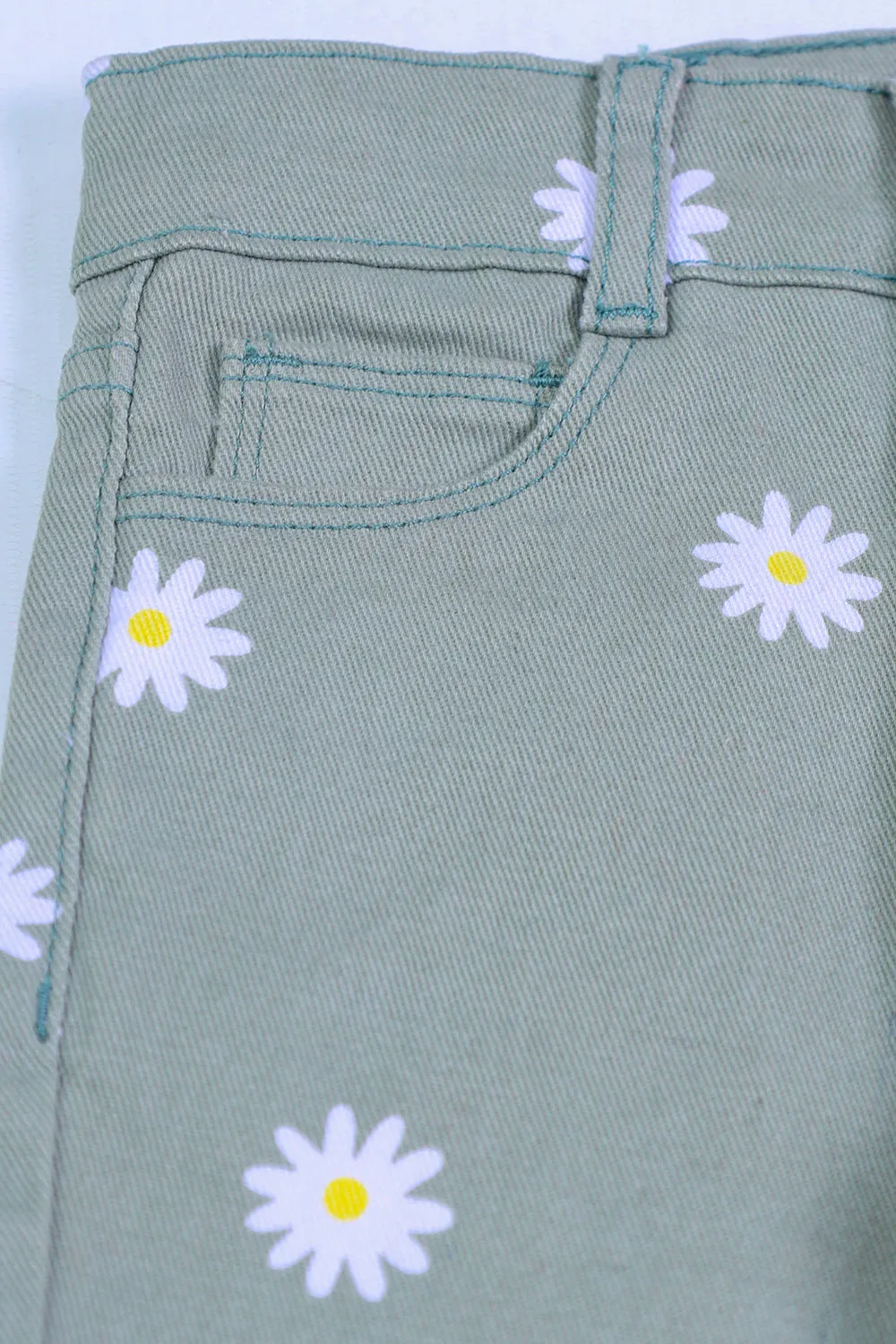 DENIM PENT - FLORAL