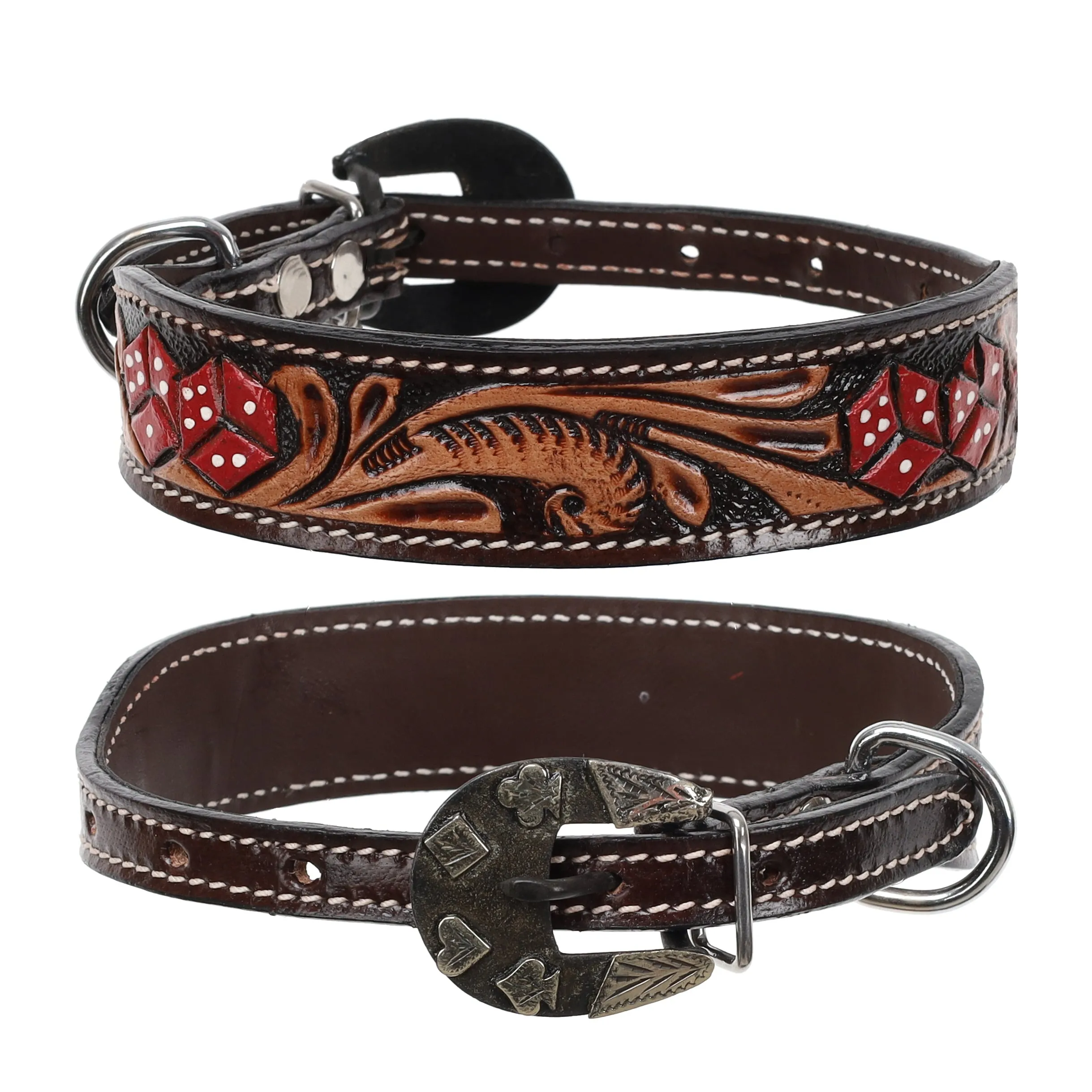 Dice Leather Dog Collar