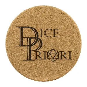 Dice Priori Classic Text Logo Round Cork Coaster (Set of 4)