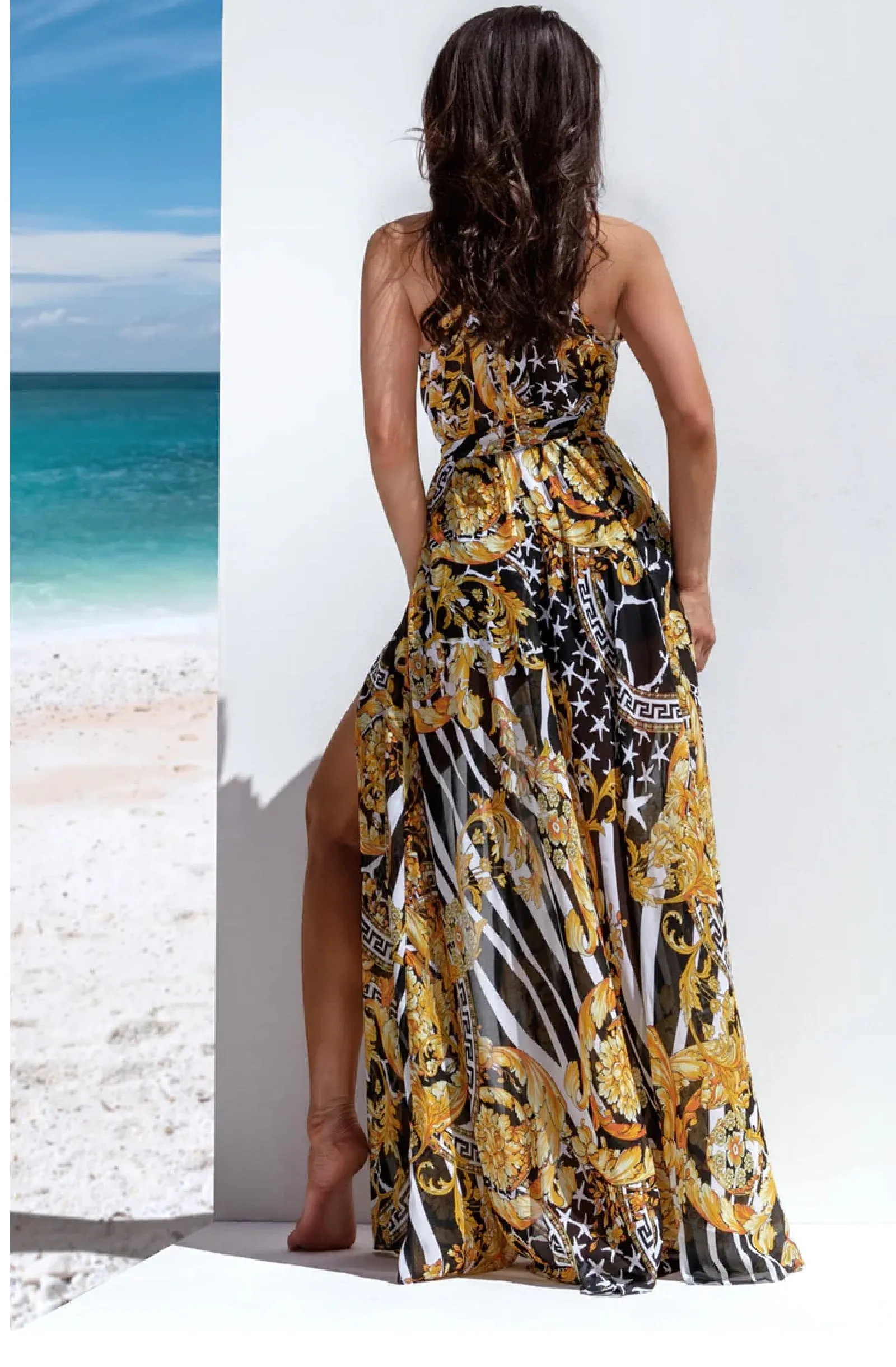DOLCESSA Barocco Crystal Maxi Dress