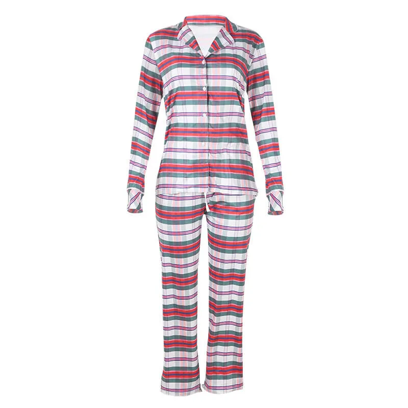 Dream Haven Plaid Long Sleeve Button-Up Pajama Set