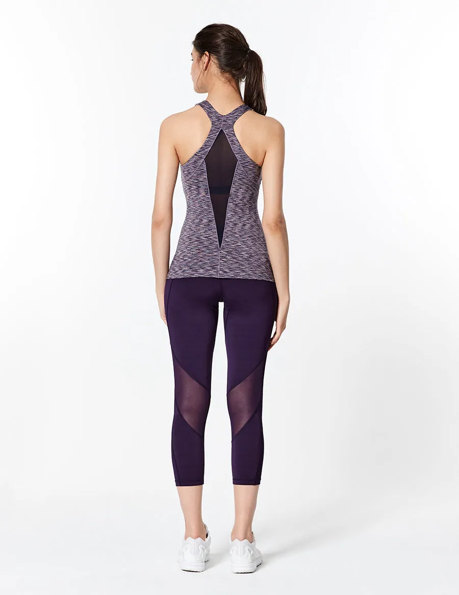 easyoga LESPIRO Gentle Warrior Tank - D61 Navy Purple Stripe