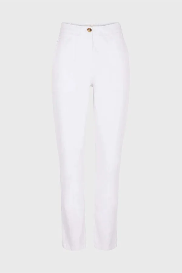 ELIZIA SLIM COTTON MIX TROUSERS