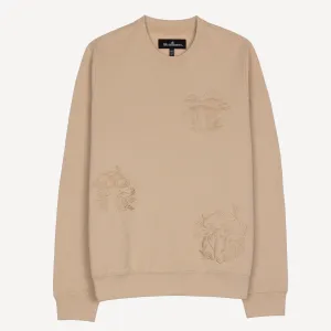 Embroidered Front Sweatshirt  - Sand / Mushroom Elements