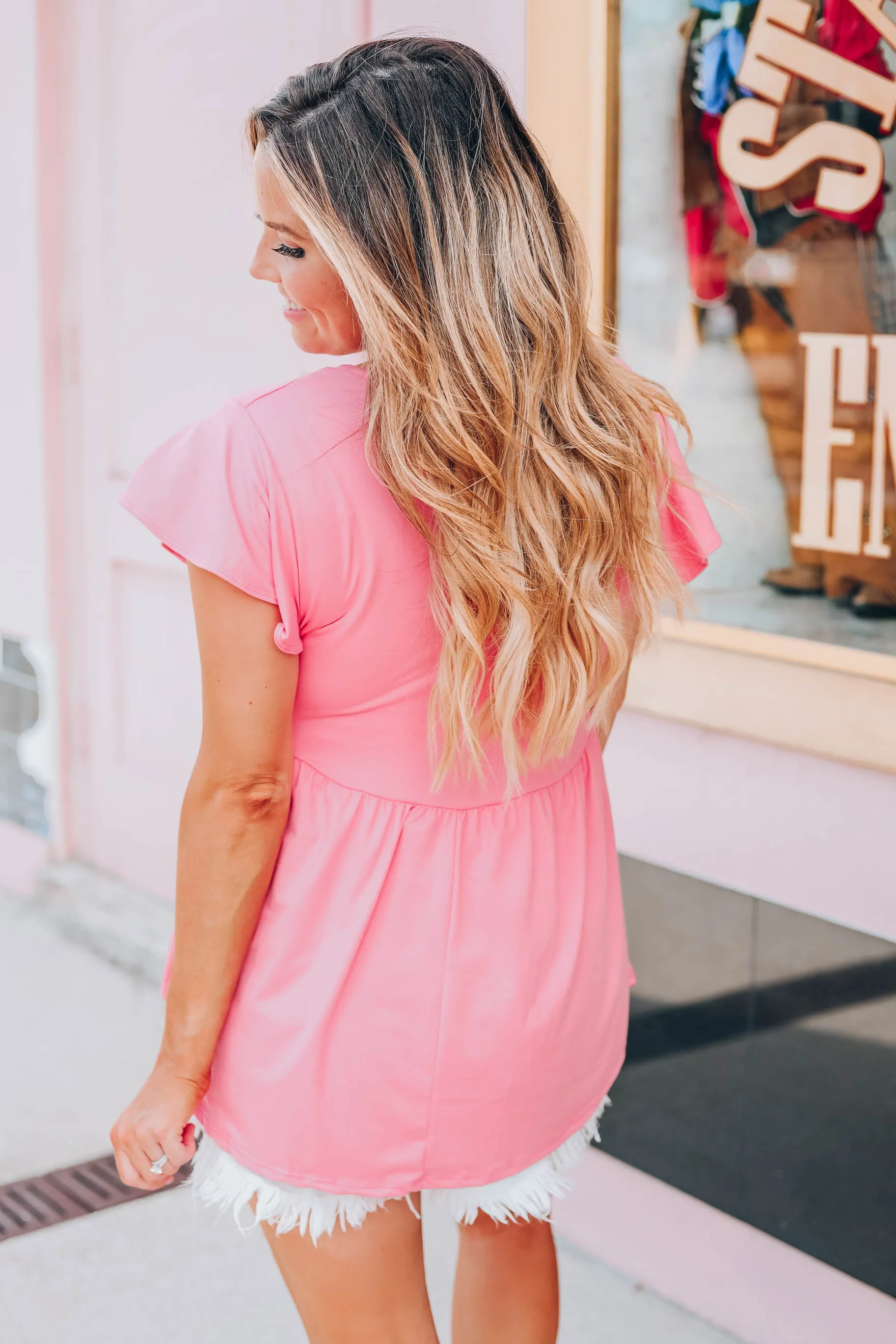 Empress Baby Doll Top - Coral