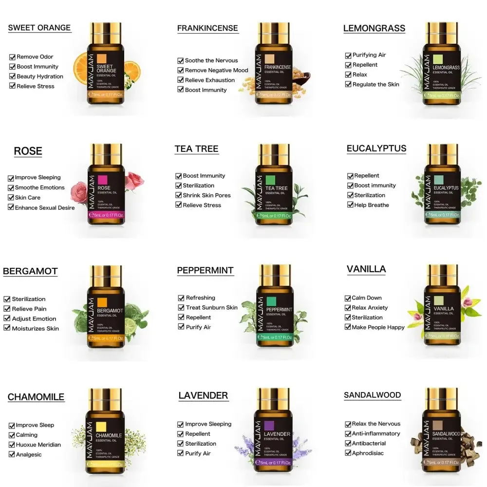 Essential Oils Gift Set 20 Bottles in Elegant Black Gold Box