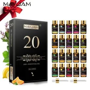 Essential Oils Gift Set 20 Bottles in Elegant Black Gold Box