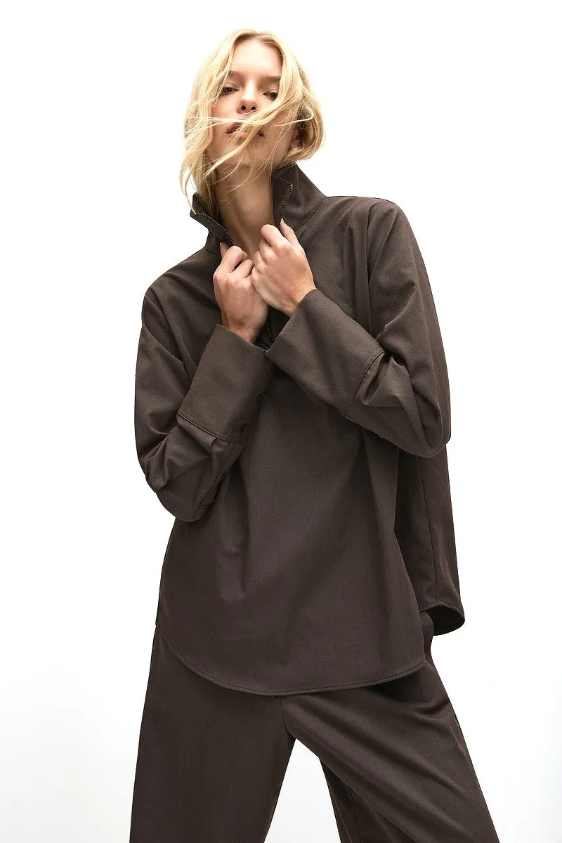 F416 8632 HALF ZIP BLOUSE