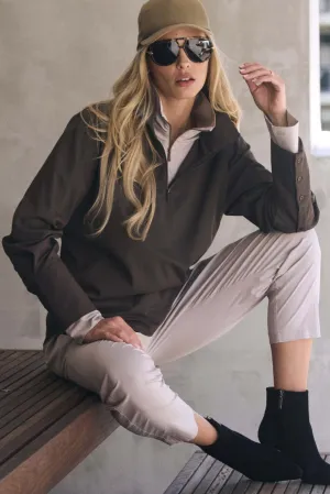 F416 8632 HALF ZIP BLOUSE