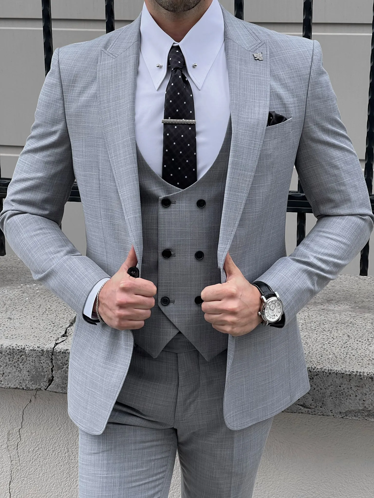 Fabio Gray Slim Fit Woolen Suit for Modern Men