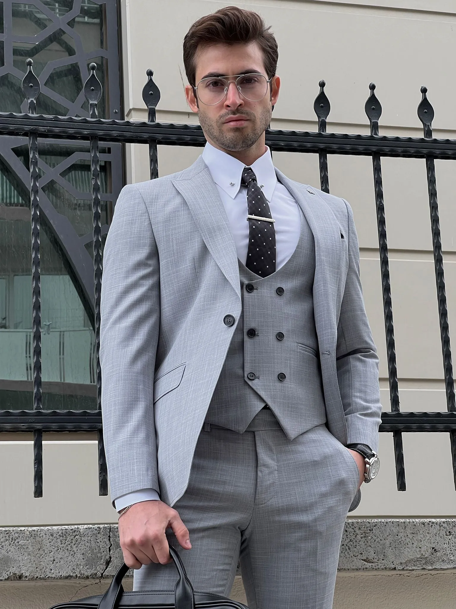 Fabio Gray Slim Fit Woolen Suit for Modern Men