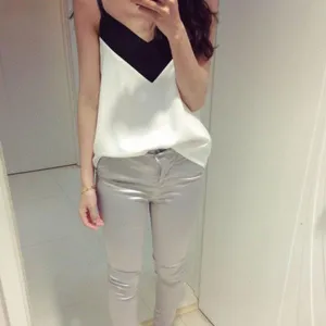 Fashion Women's V-Neck T-Shirt Tank Vest Tops Spaghetti Strap Girls